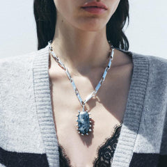 chunky link chain necklace with hammered disc details - REINAW
