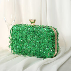 Pleated sequin clutch with diamond-shaped clasp - Puty