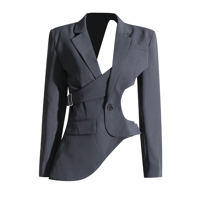 asymmetrical cut-out blazer with buckle detail - Flszkghf