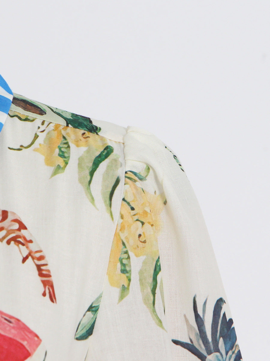 printed shirt dress with striped hem – Babsedh