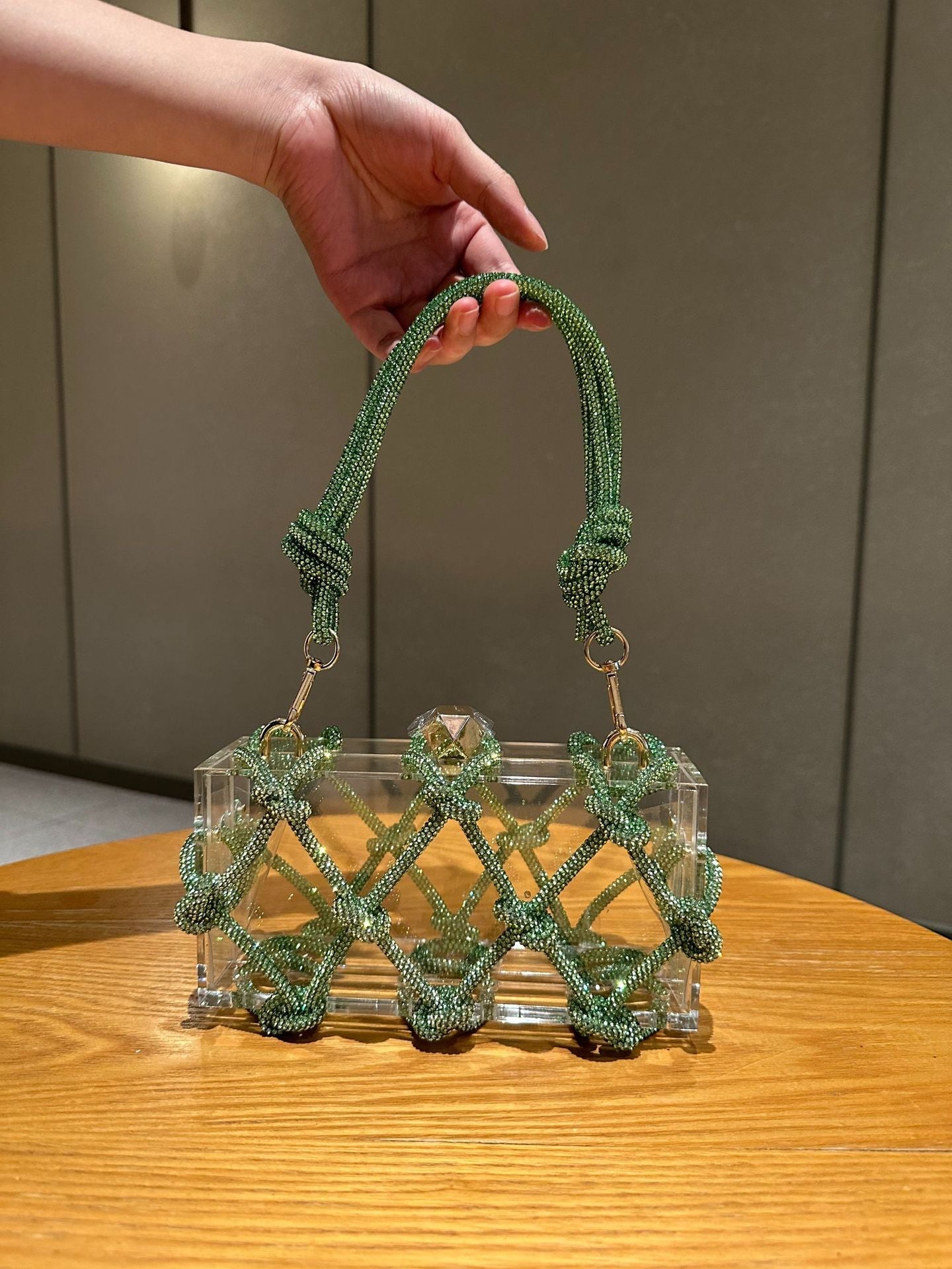 Beaded clear box bag with knotted handle - Soldi