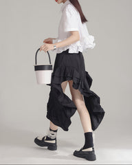 Short sleeve shirt with ruffled hem - Breezzu