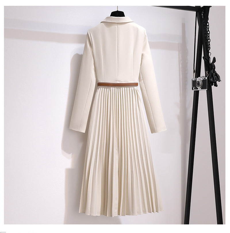belted blazer dress with pleated skirt – Thyone
