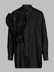 long-sleeve shirt with oversized pleated shoulder detail – Tavvi