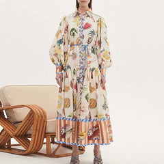 printed shirt dress with striped hem – Babsedh