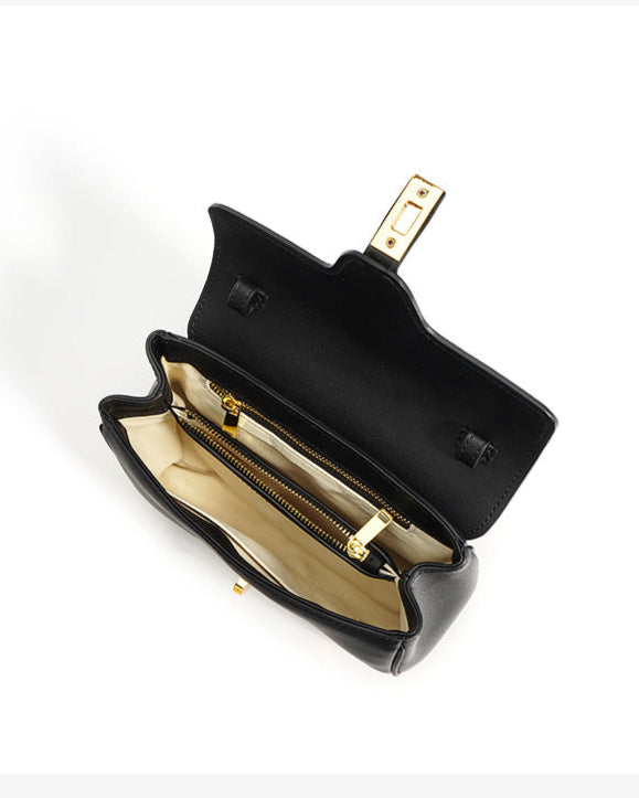 structured flap shoulder bag with gold-tone lock - INES