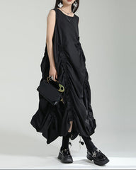 sleeveless gathered bubble-hem dress with side ruching - ORLA