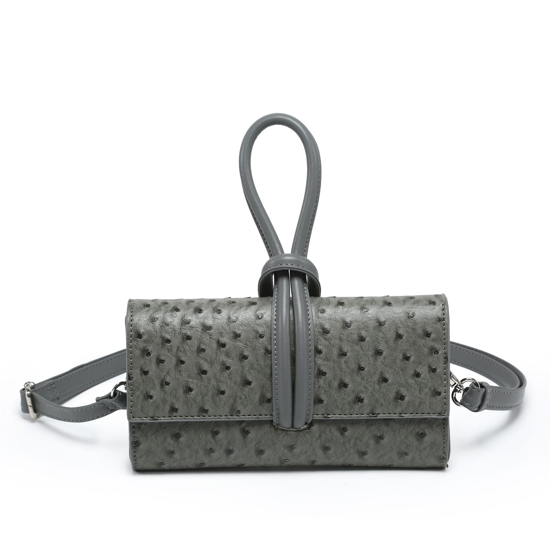 ostrich-textured crossbody clutch with loop handle – EVERLY