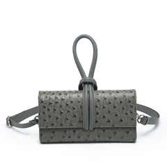ostrich-textured crossbody clutch with loop handle – EVERLY