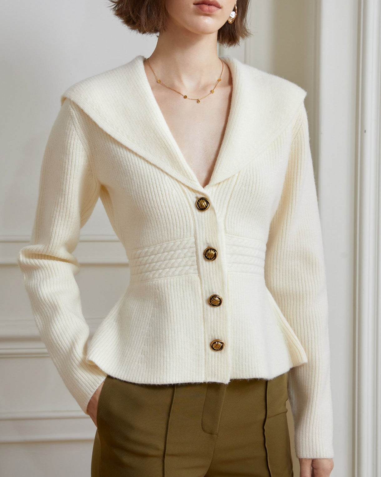 Ribbed knit jacket with shawl collar - Vernu