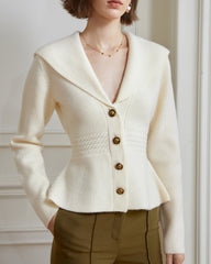 Ribbed knit jacket with shawl collar - Vernu