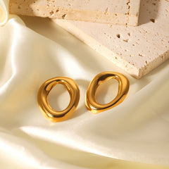 Open oval hoop earrings with high-polish finish - Lisadi