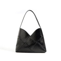 geometric shoulder bag with glossy patchwork finish – ARYXA