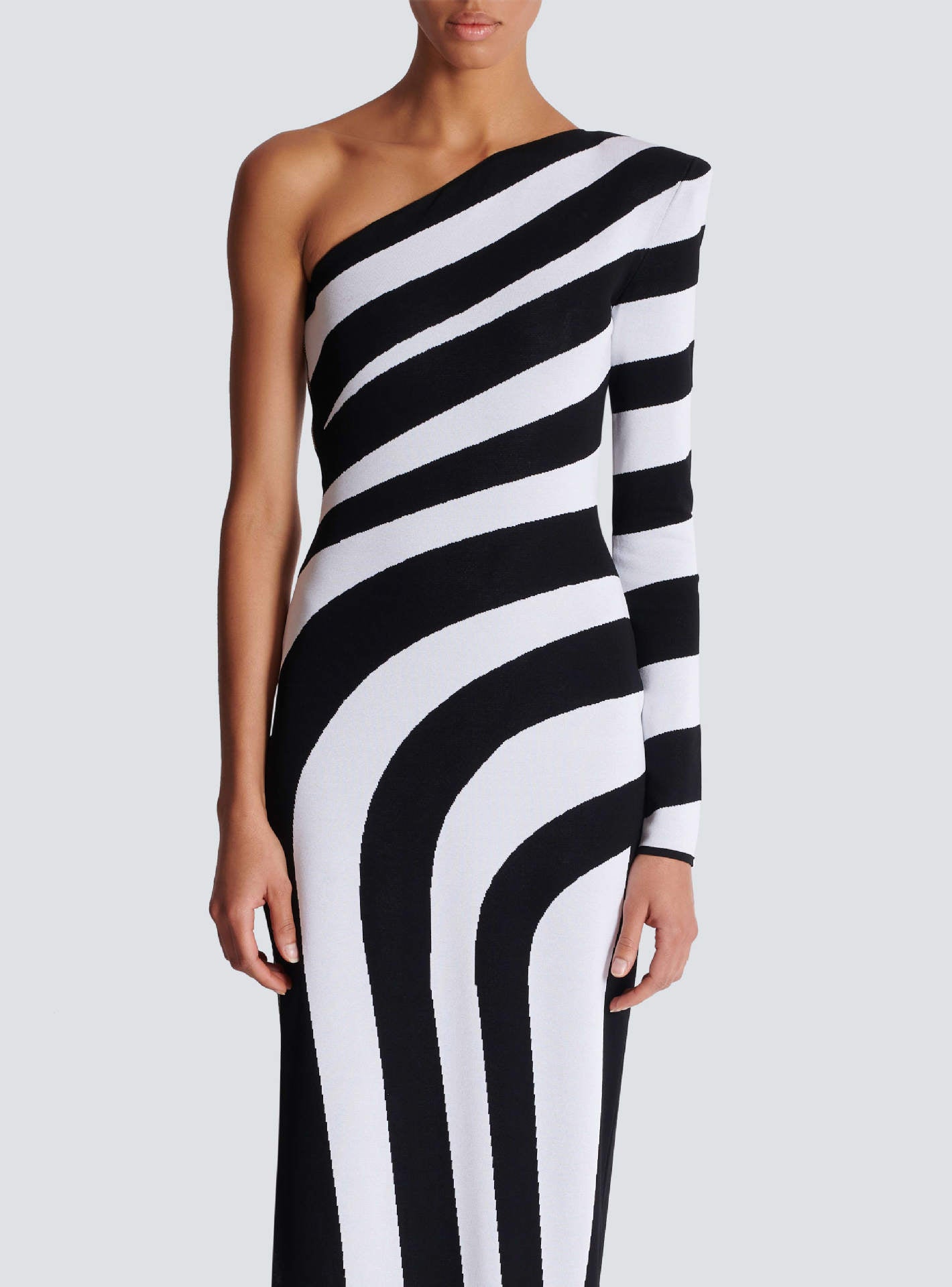 One-shoulder bodycon dress with bold swirl stripes - Zilker