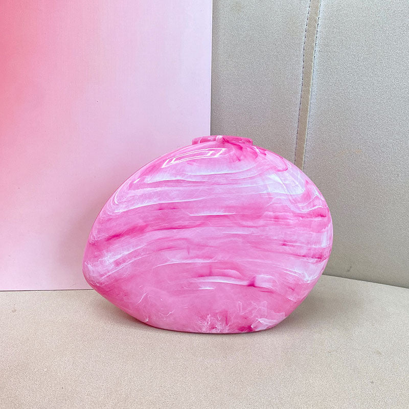 Marbled circular clutch with metallic accents - Nikru