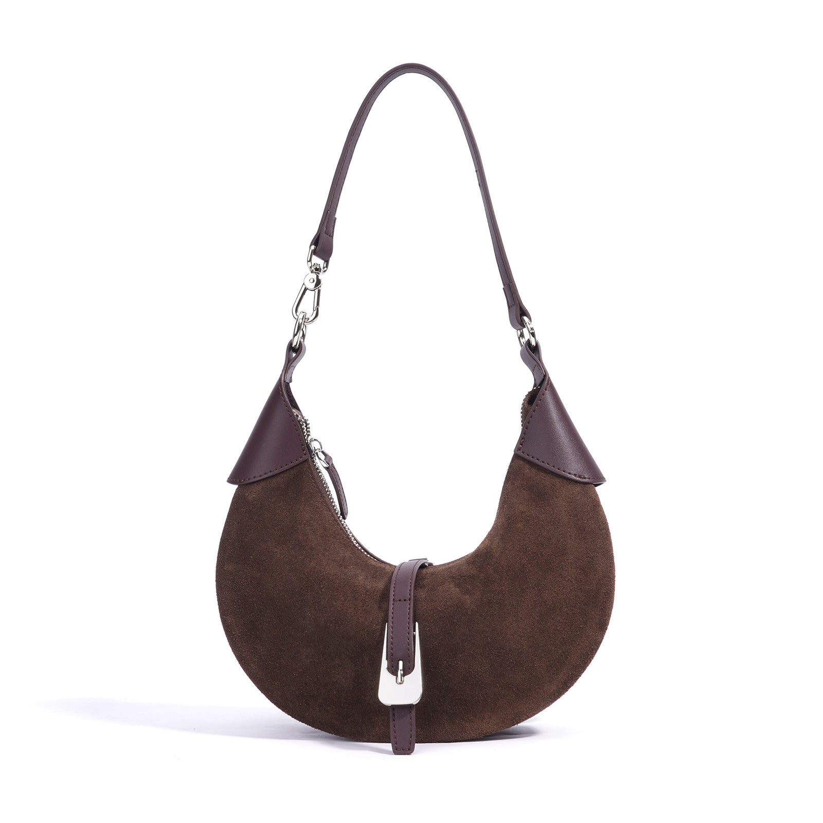 crescent shoulder bag with contrast suede panel - DORSA