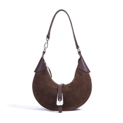 crescent shoulder bag with contrast suede panel - DORSA