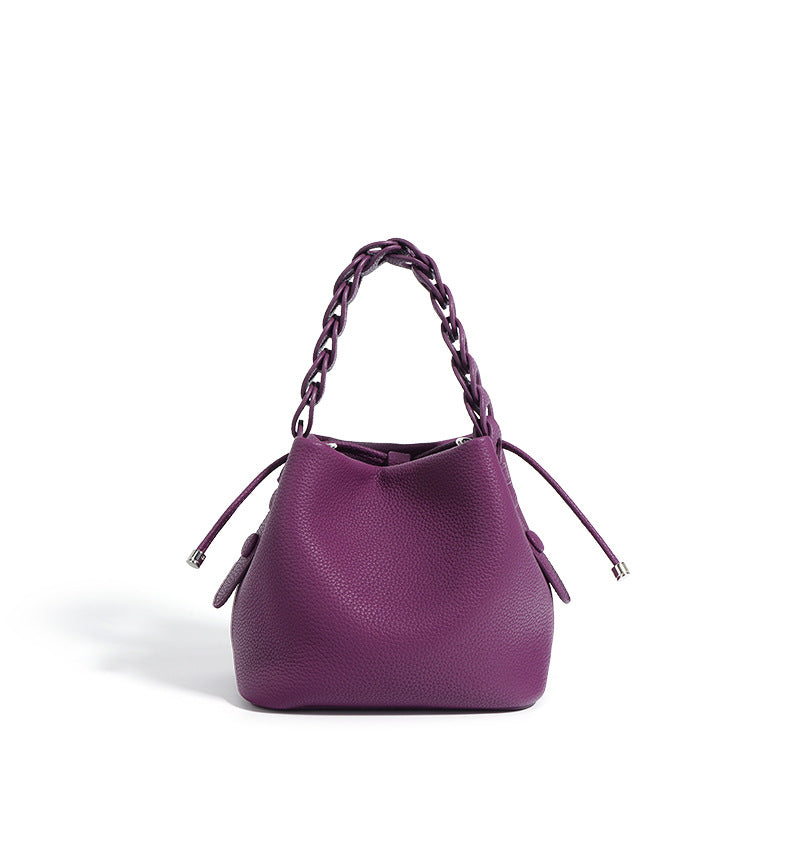 drawstring mini bucket bag with braided top handle – SIENNA
