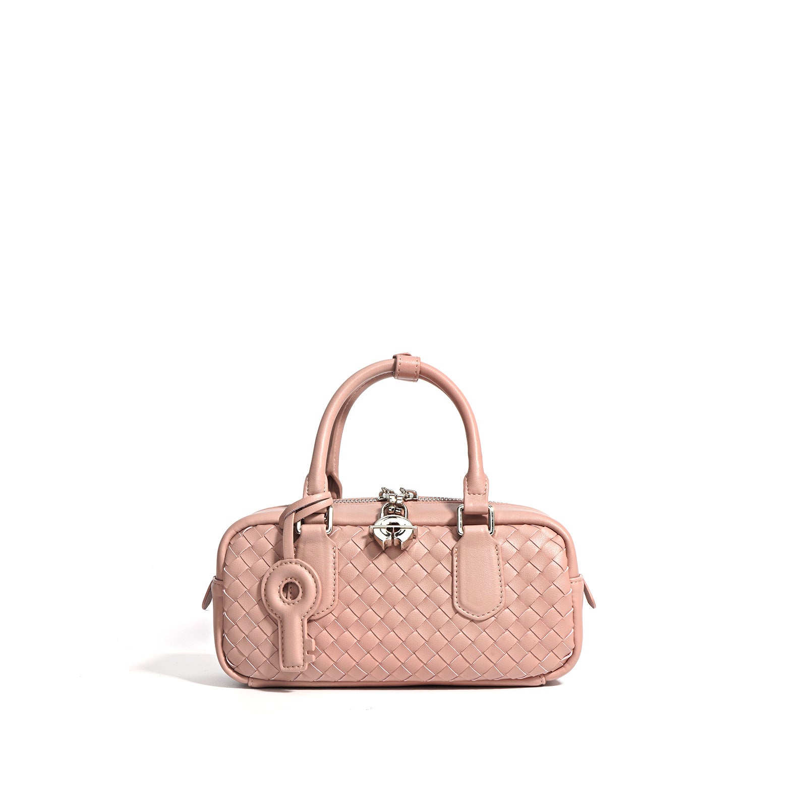 mini woven top-handle bag with lock charm - RIVKA
