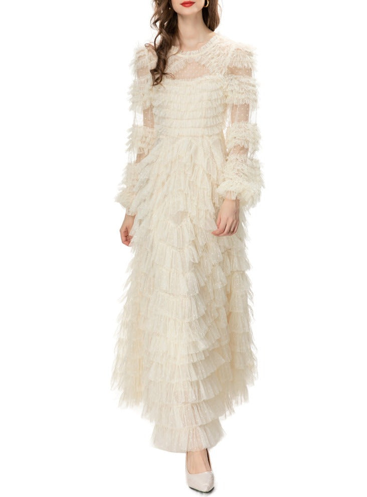 Tiered ruffle lace gown – Genovefa