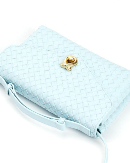 woven leather top-handle mini bag with twist lock - CEZENA