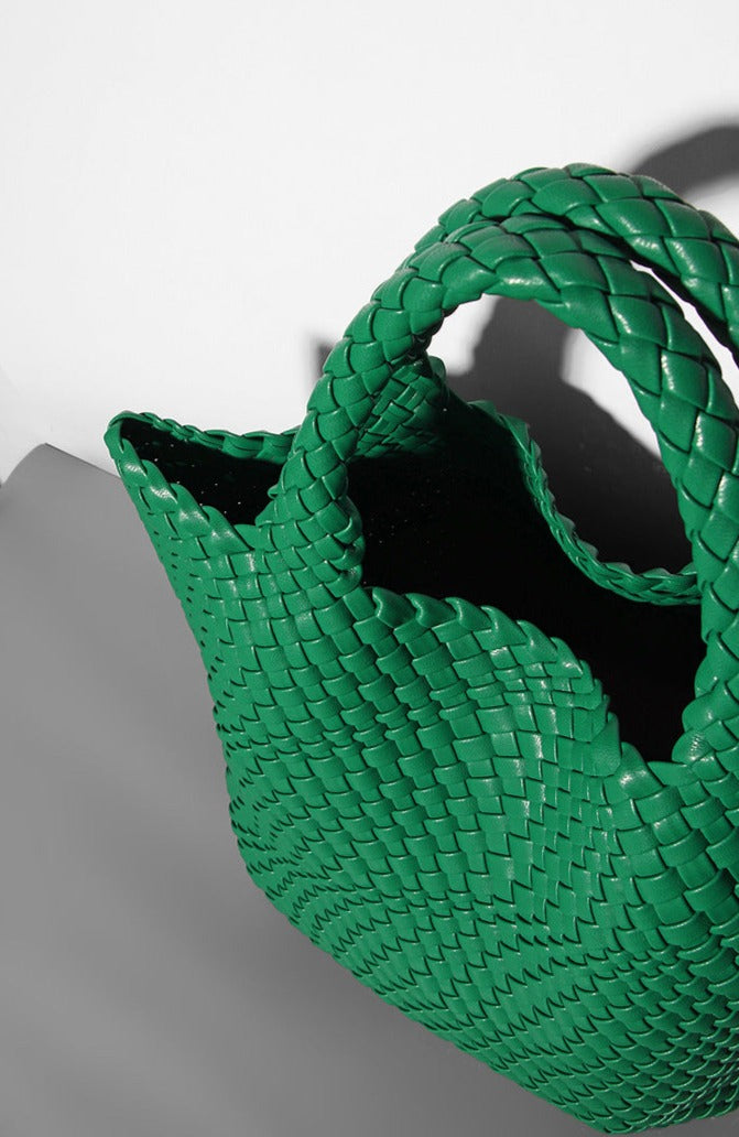 woven leather tote bag with top handles - Aaatrti