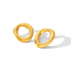 Open oval hoop earrings with high-polish finish - Lisadi