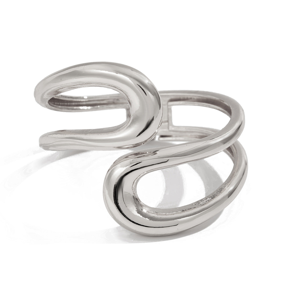 Abstract wave-shaped open cuff bracelet with polished finish – Akjy