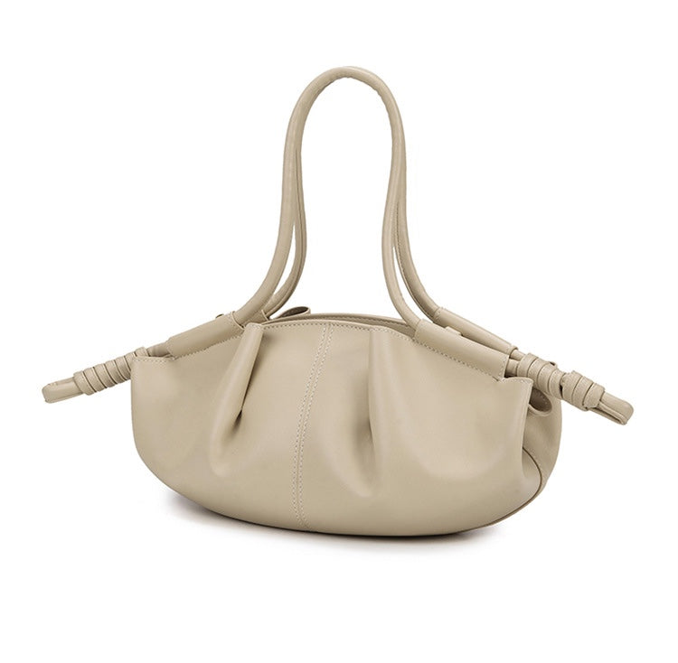 ruched crescent bag with knotted handles – NYRA