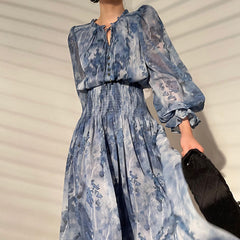 floral print chiffon maxi dress with smocked waist – ESALA