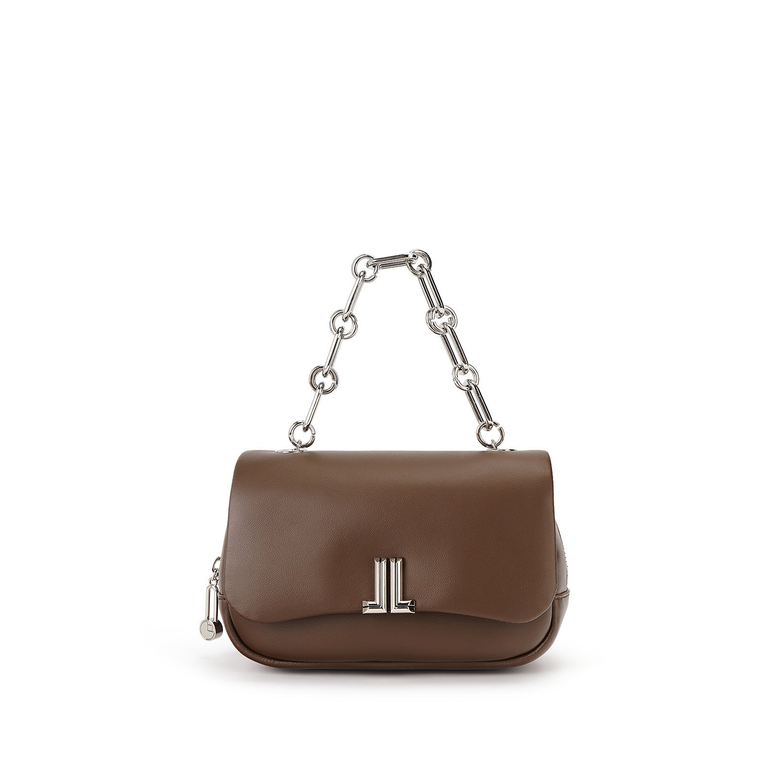 structured flap bag with chunky metal handle - JILLU