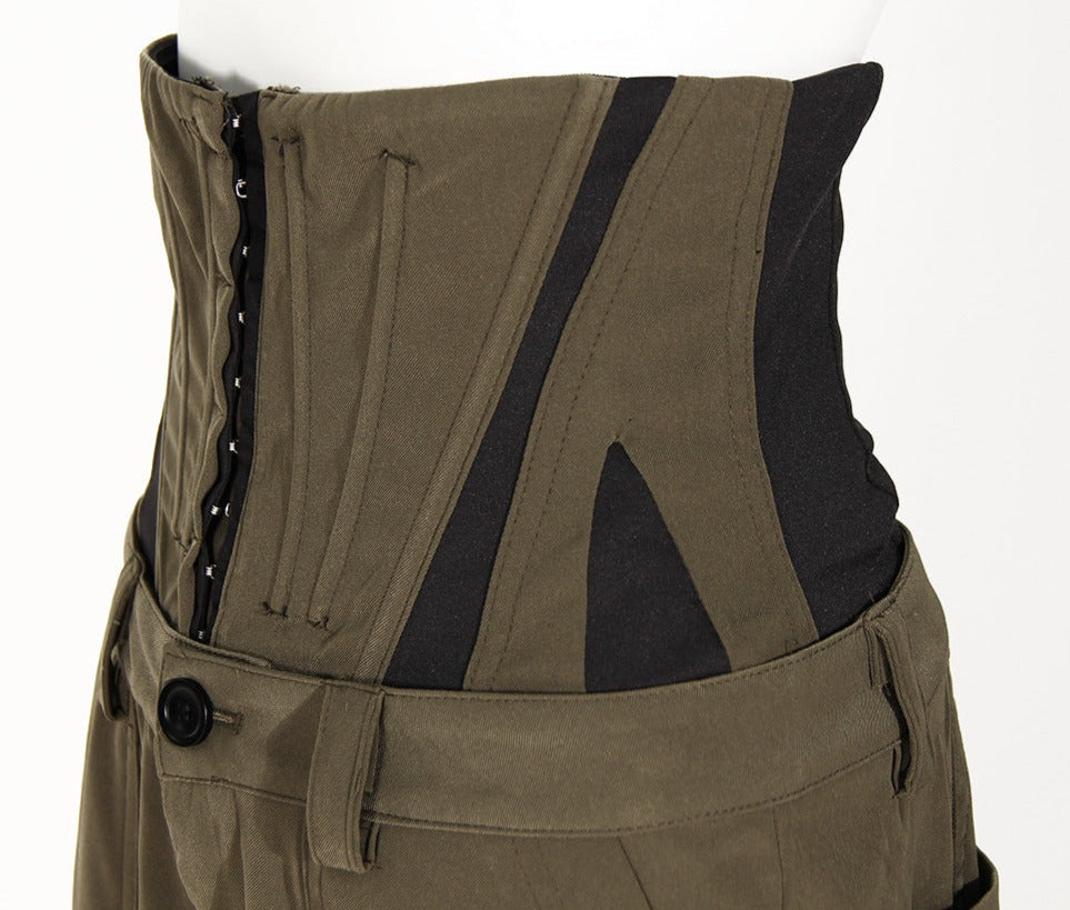 off-shoulder leather corset top with cargo pants – Felicitas