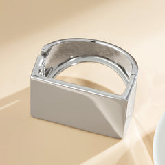 Wide rectangular cuff bracelet with minimalist edge - Nilgy