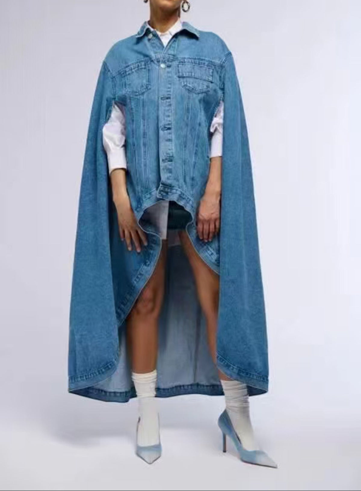 Denim jacket with cape detail - Serti