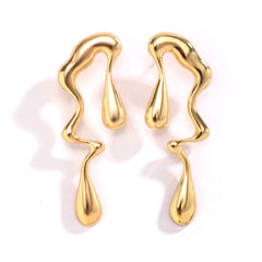 Asymmetric melted metal drop earrings - Nandi