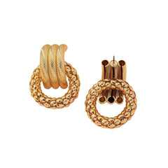 Textured twisted loop earrings with hammered ring drop – Alkobi