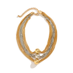 Multi-strand chain necklace with trio beads - Nhjlu