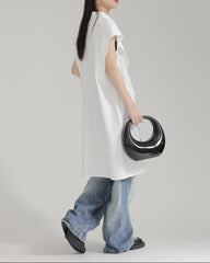 Sleeveless high-low shirt with pointed collar - Werju
