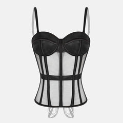 sheer mesh corset top with structured boning – STELLA