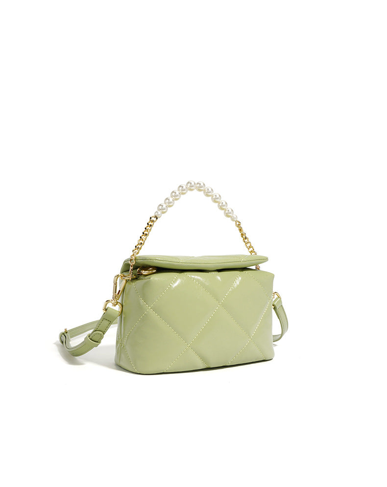 quilted crossbody bag with pearl chain – LIME