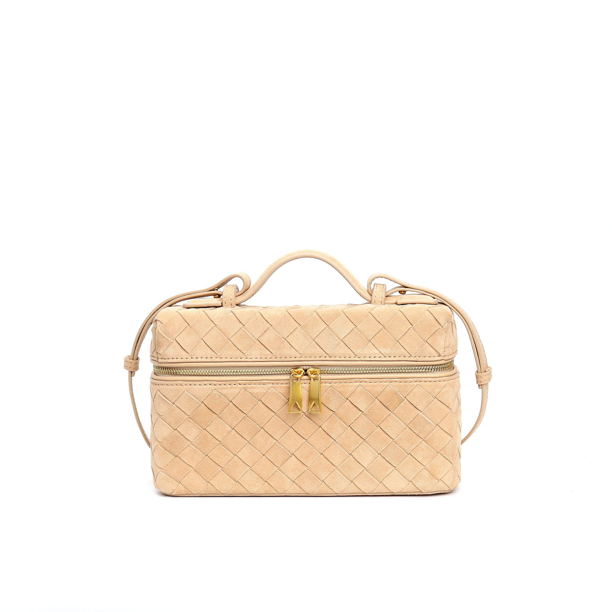 structured suede vanity bag with top handle - NOYA