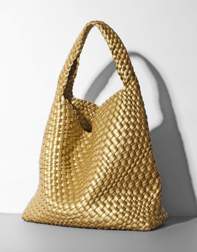 woven leather tote bag with top handles - Aaatrti