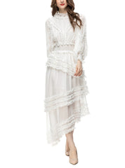 ruffled asymmetrical chiffon dress in emerald – Tharisha