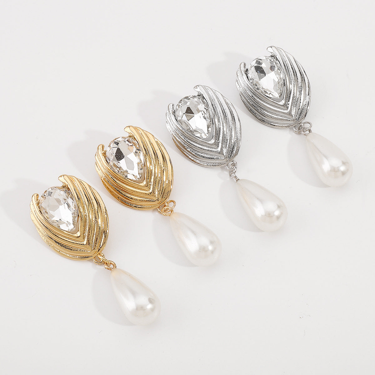 teardrop pearl earrings with crystal stud – RAYAL