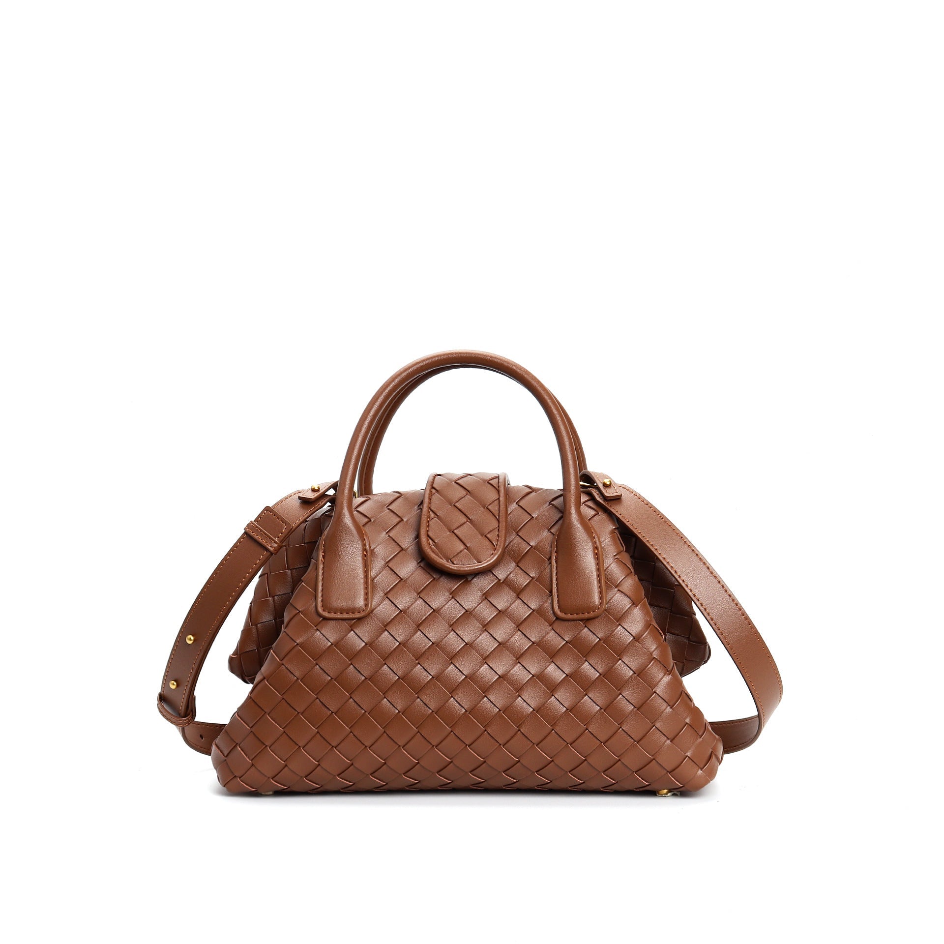 woven leather bag with magnetic flap - REINZA