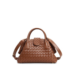 woven leather bag with magnetic flap - REINZA