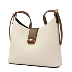 Pebbled Shoulder Bag with Buckle Flap Closure – STONE