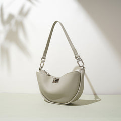 crescent shoulder bag with turn-lock and wide strap - ALOMA