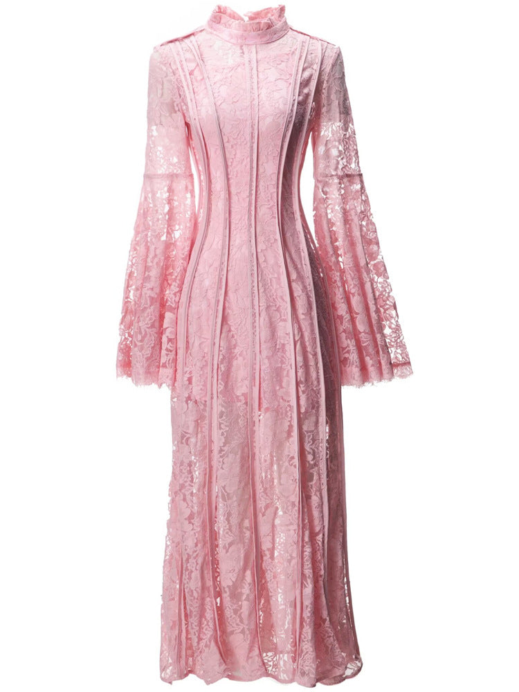 lace flared-sleeve maxi dress – Furoozan