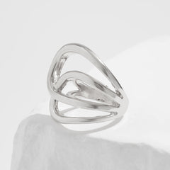 Open triple-loop statement ring with sculptural curve - Nulgi